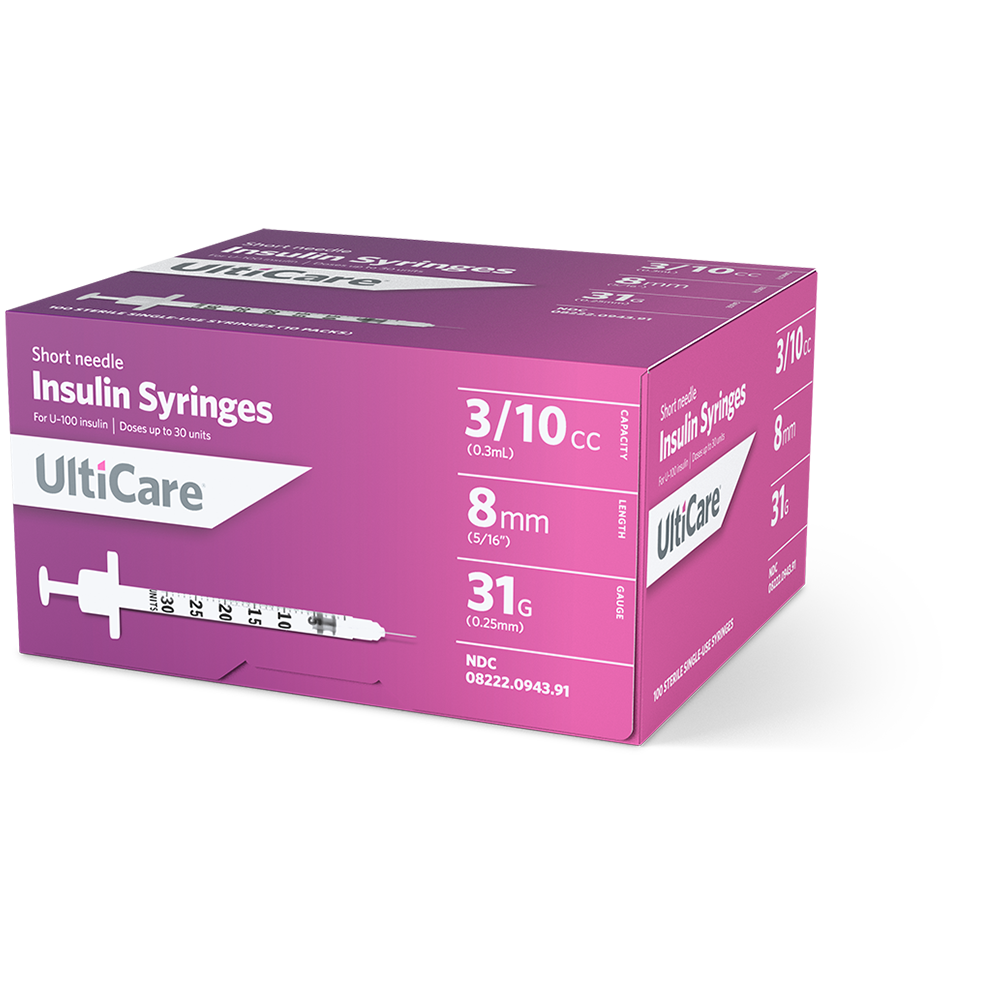 UltiCare U100 Insulin Syringes 3/10 mL/cc 8mm (5/16")… UltiMed, Inc